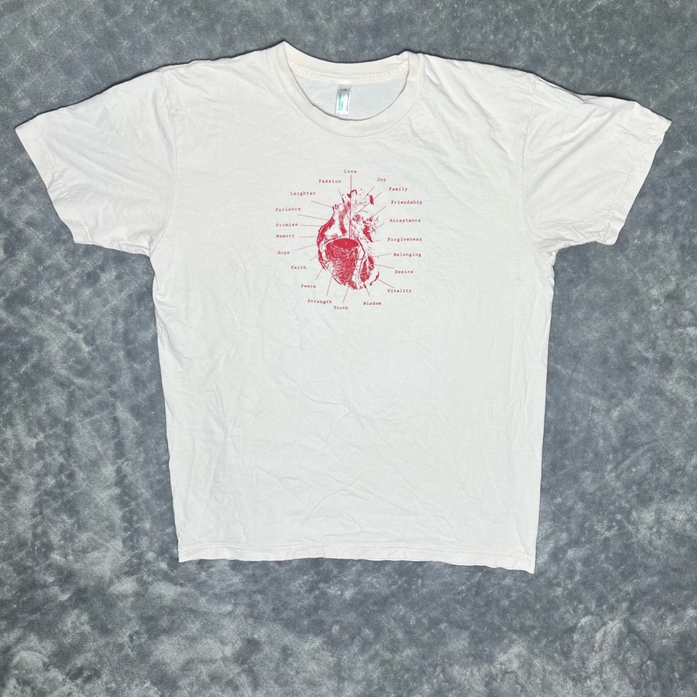 American Apparel Sustainable Edition Women's Large Shirt Heart Anatomy Emotions